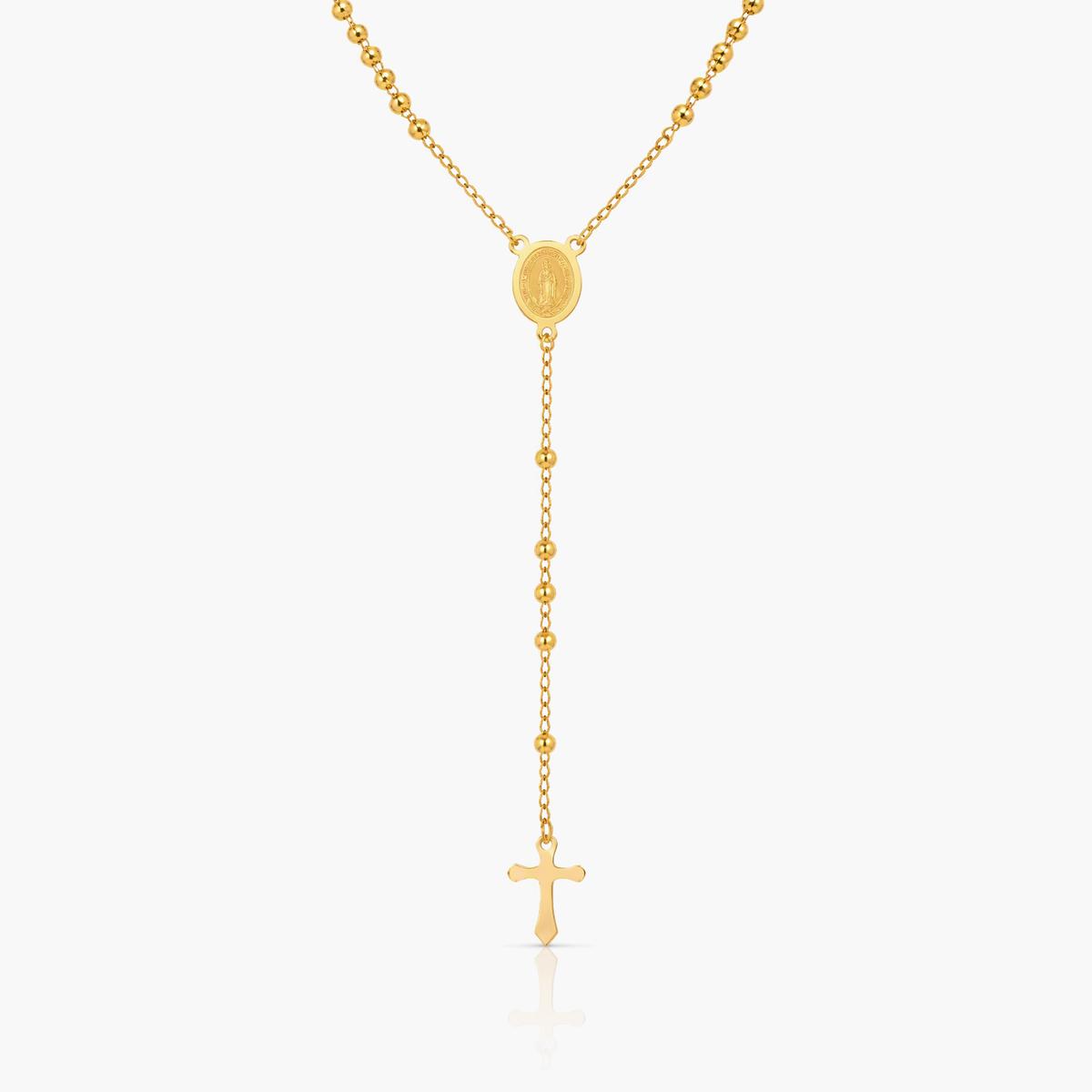 Rosary Bead Cross Pendant Necklace