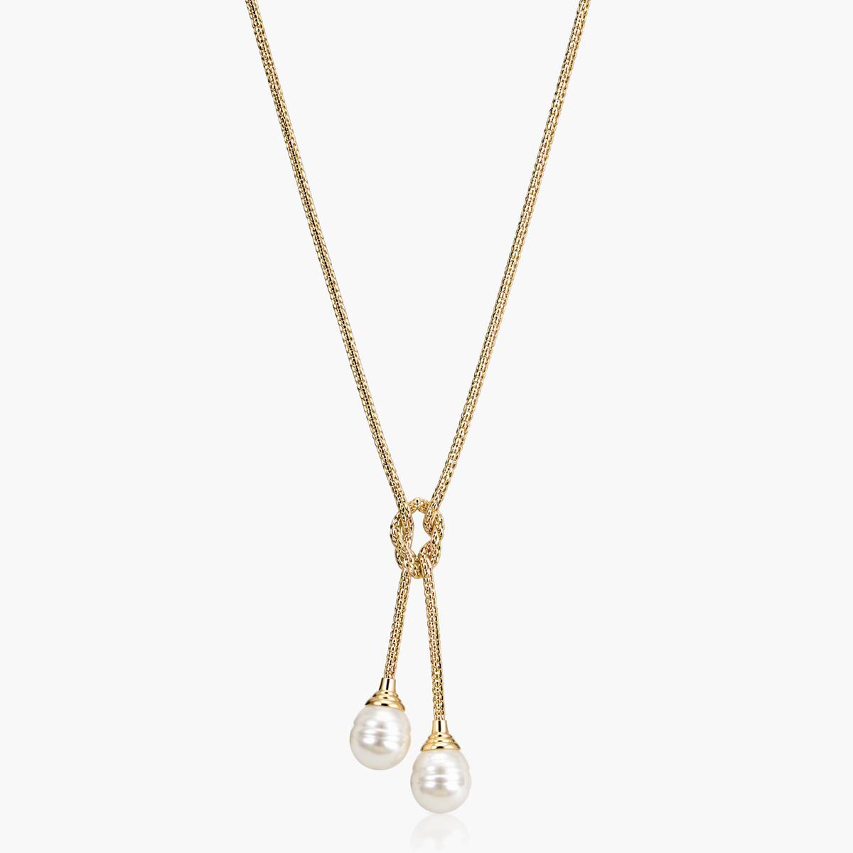 Love Knot Pearl Lariat Necklace