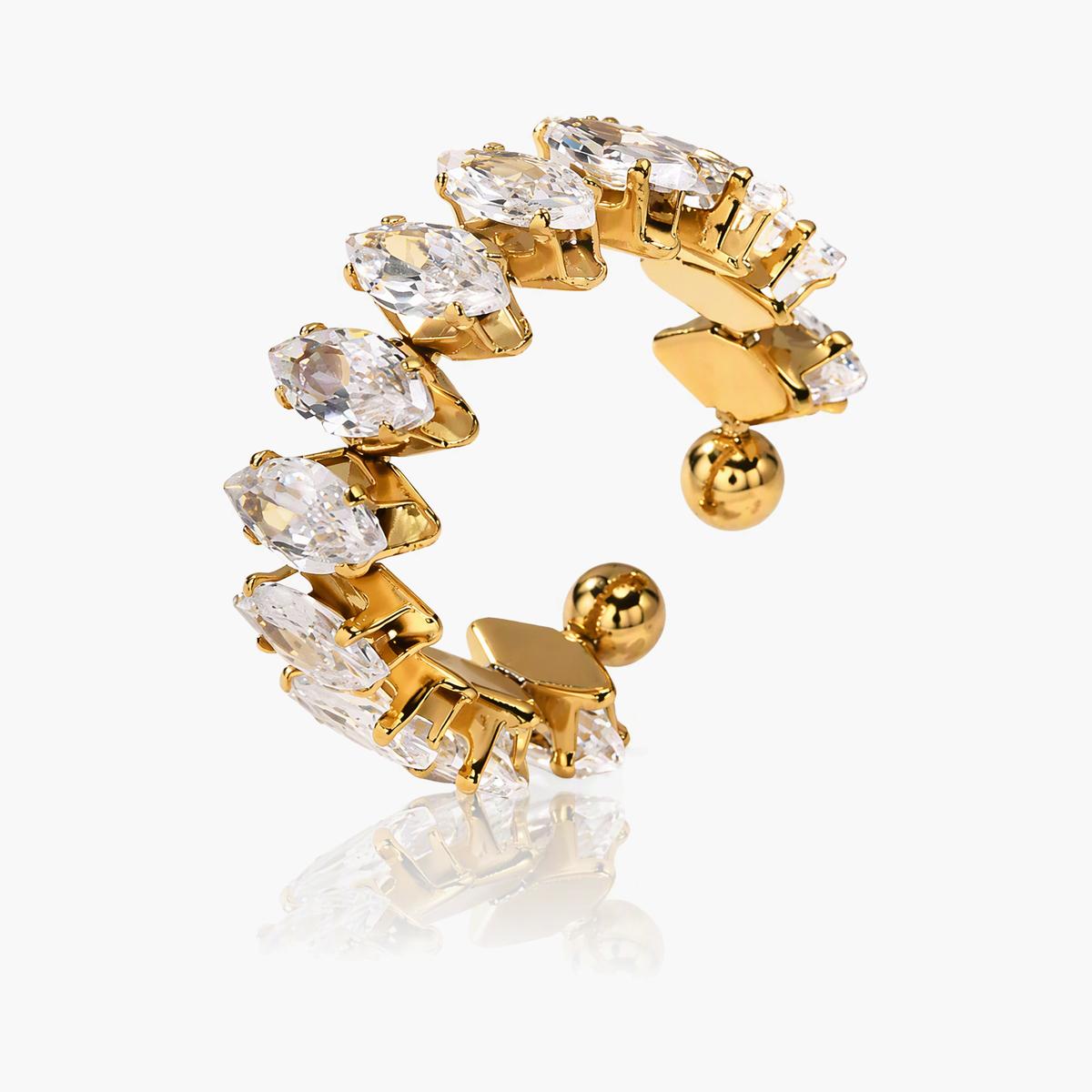 Trendy Marquise Stone Open Cuff Earrings