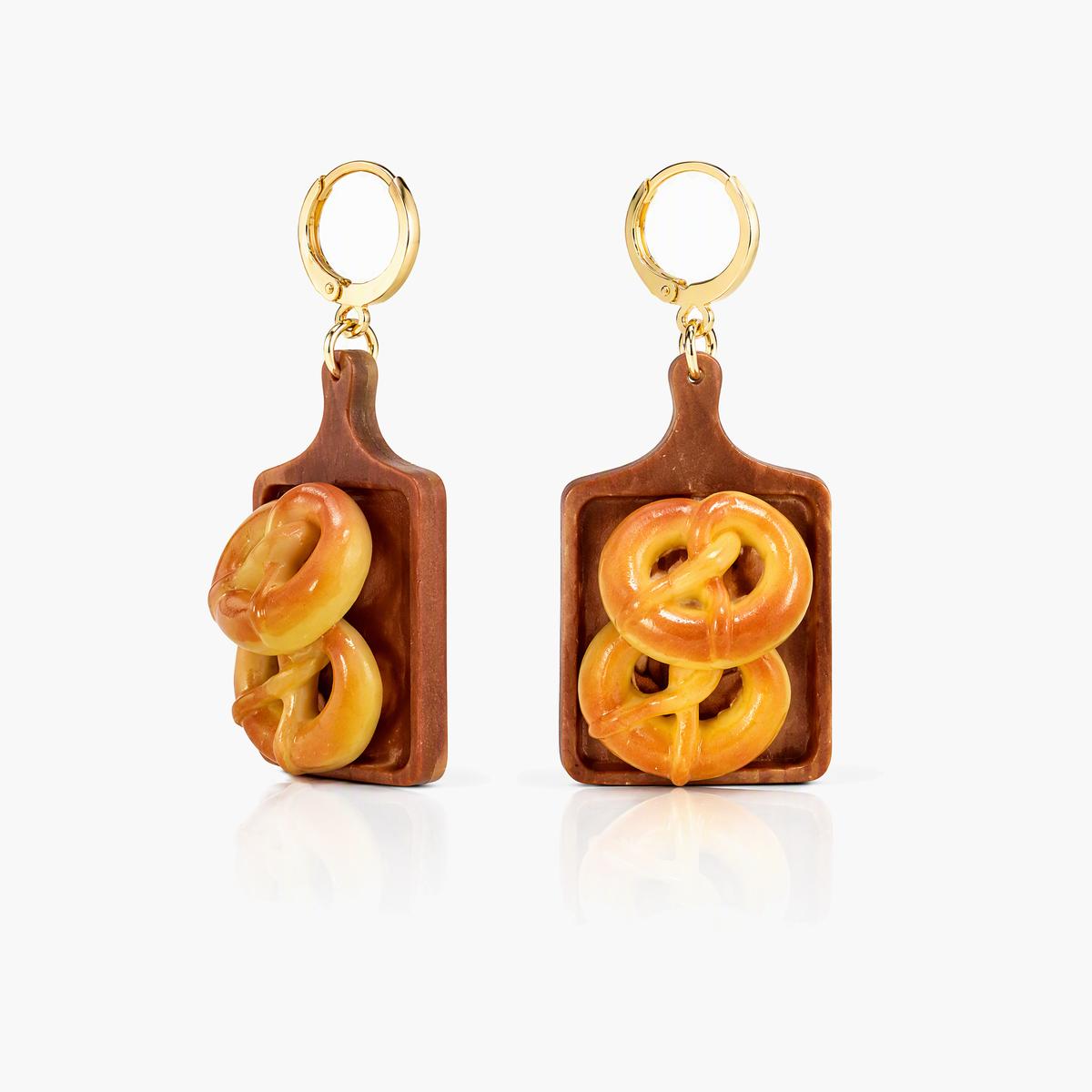 Cute Pretzel Charm Drop Earrings