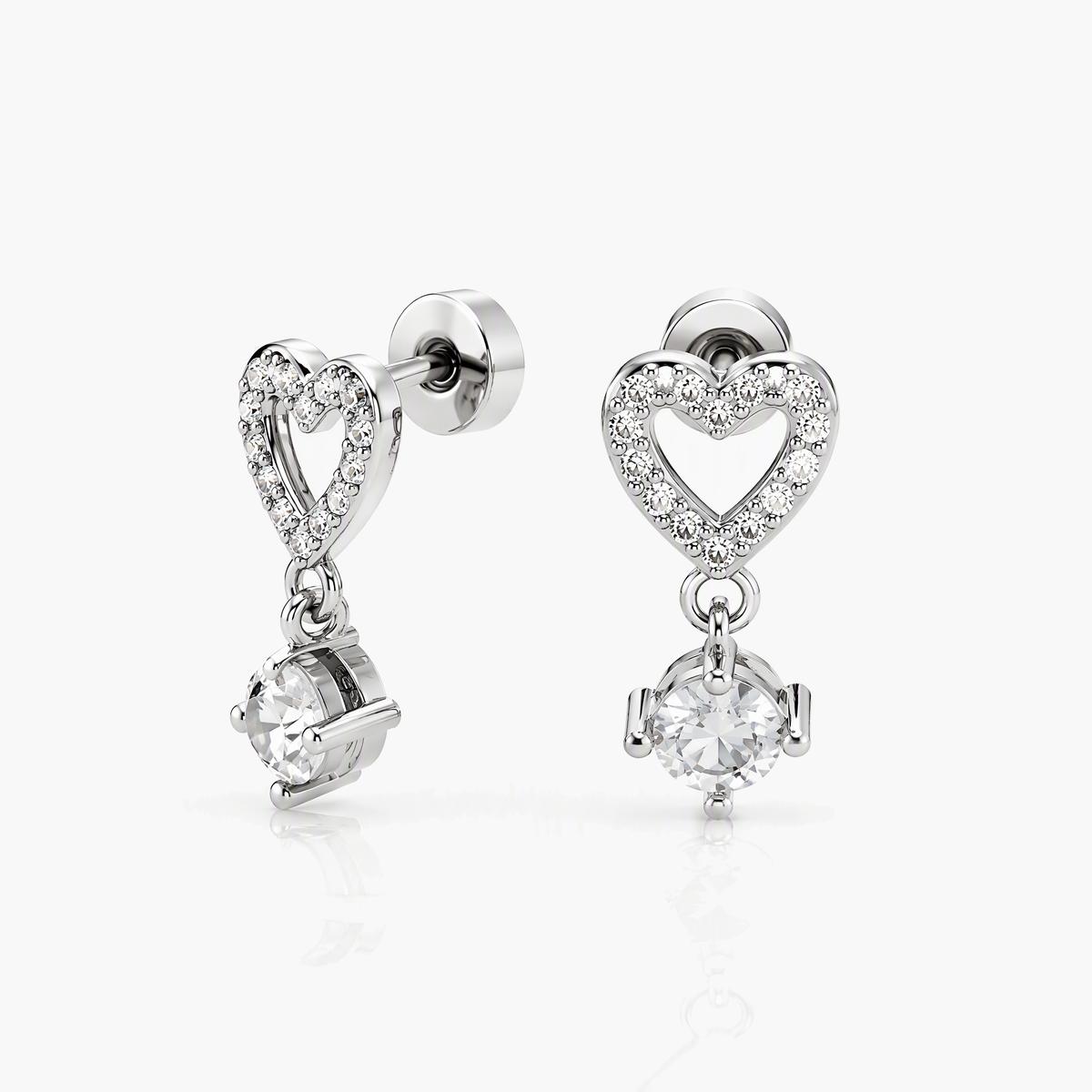 Cute Heart Dangle Stud Earrings