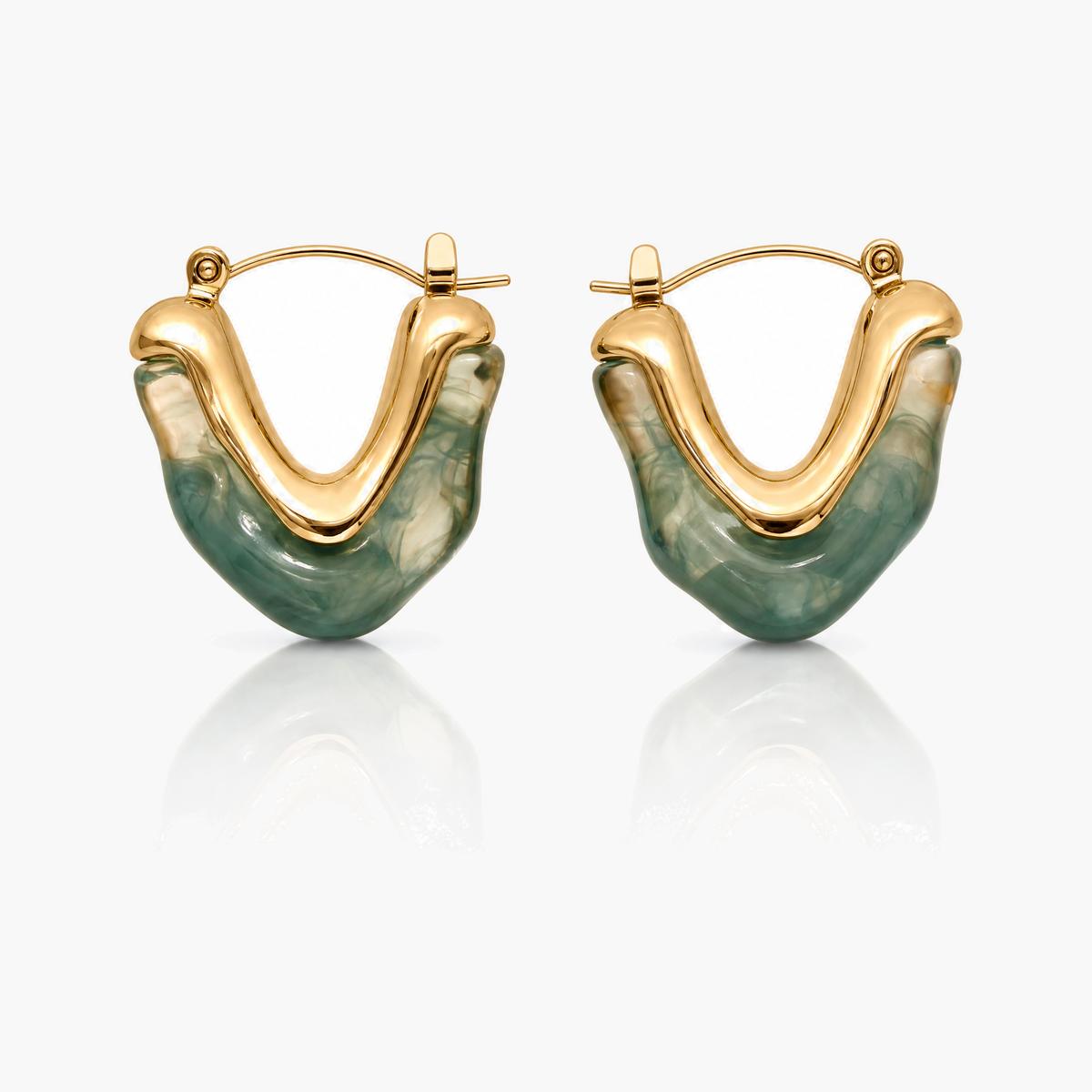 Marble Stone Huggie Earrings