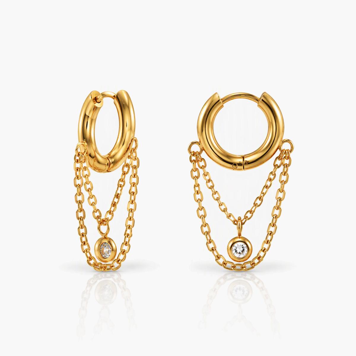 Dainty Double Chain Drop Earrings