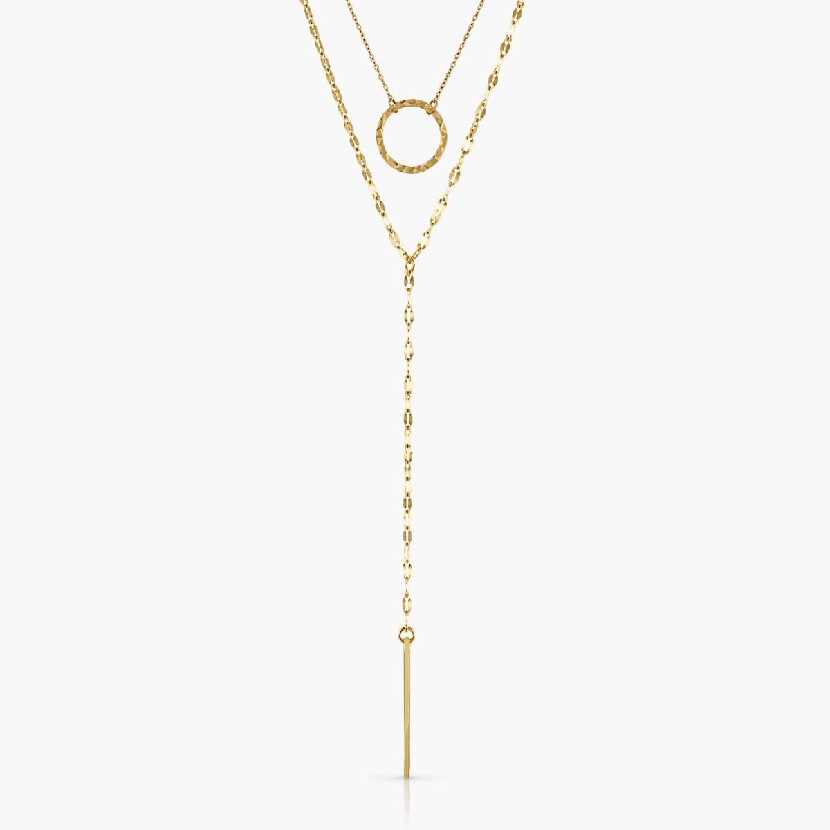 Dainty Circle & Bar Lariat Necklace