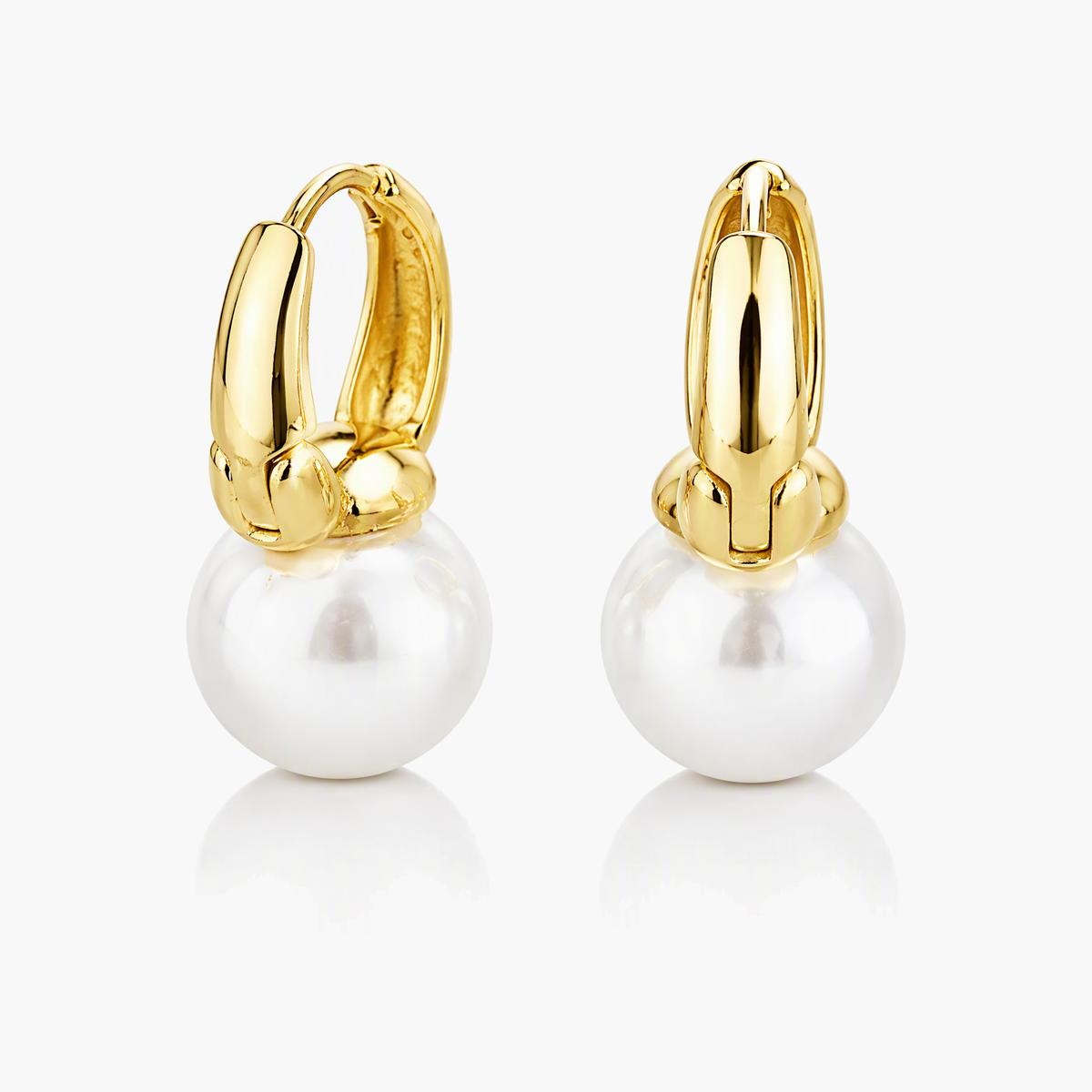 Pearl Drop Huggie Earrings