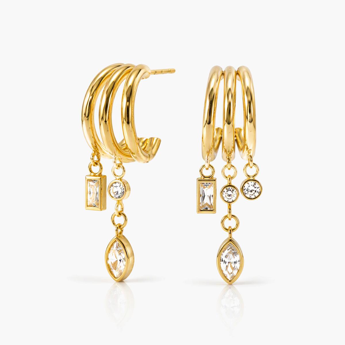 Trendy Triple Hoop Drop Earrings