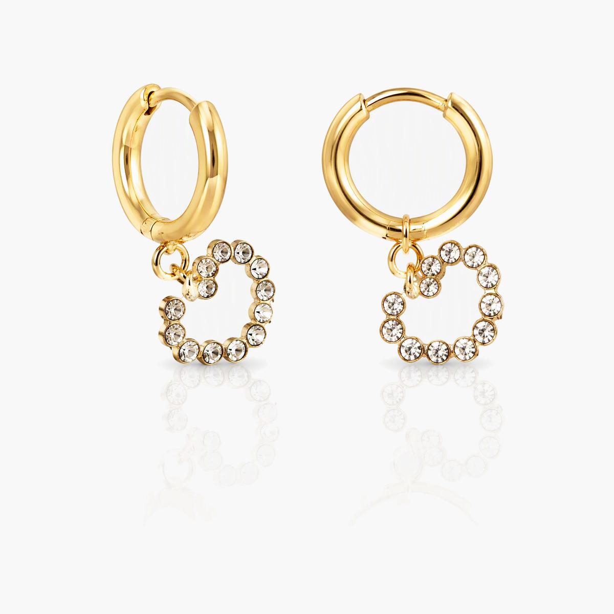 Dainty Heart Charm Hoop Earrings