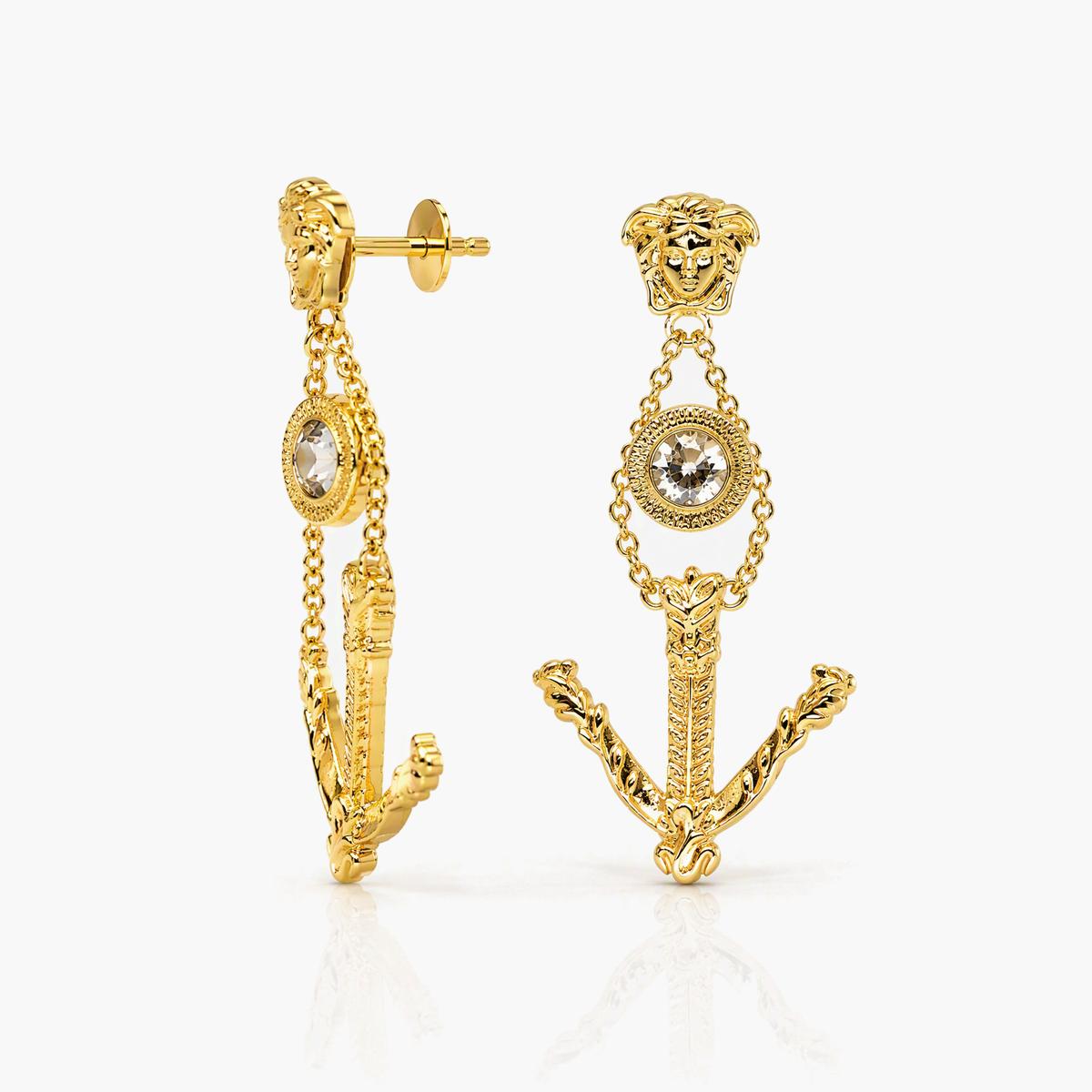 Medusa Head V Charm Drop Earrings