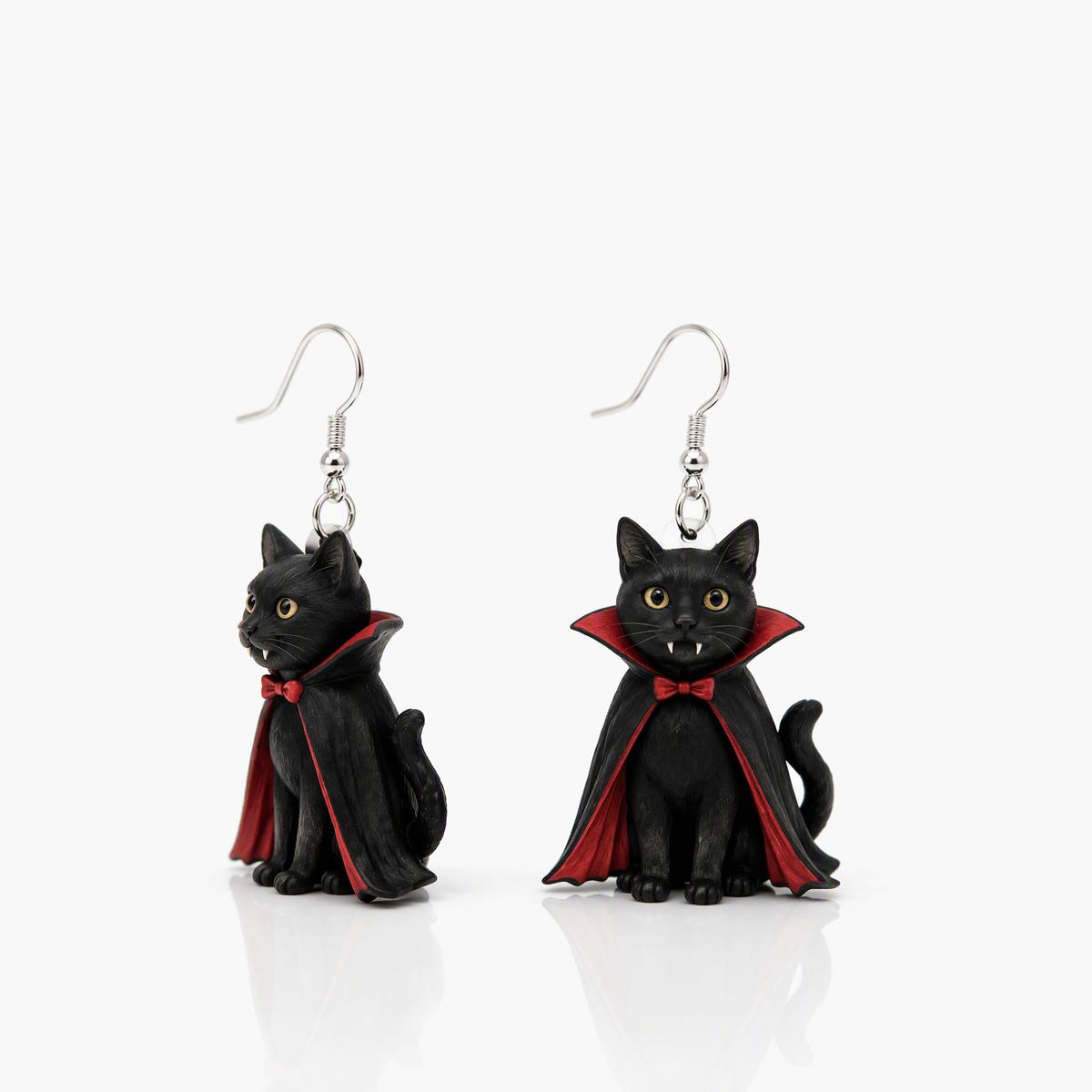 Cute Vampire Cat Drop Earrings
