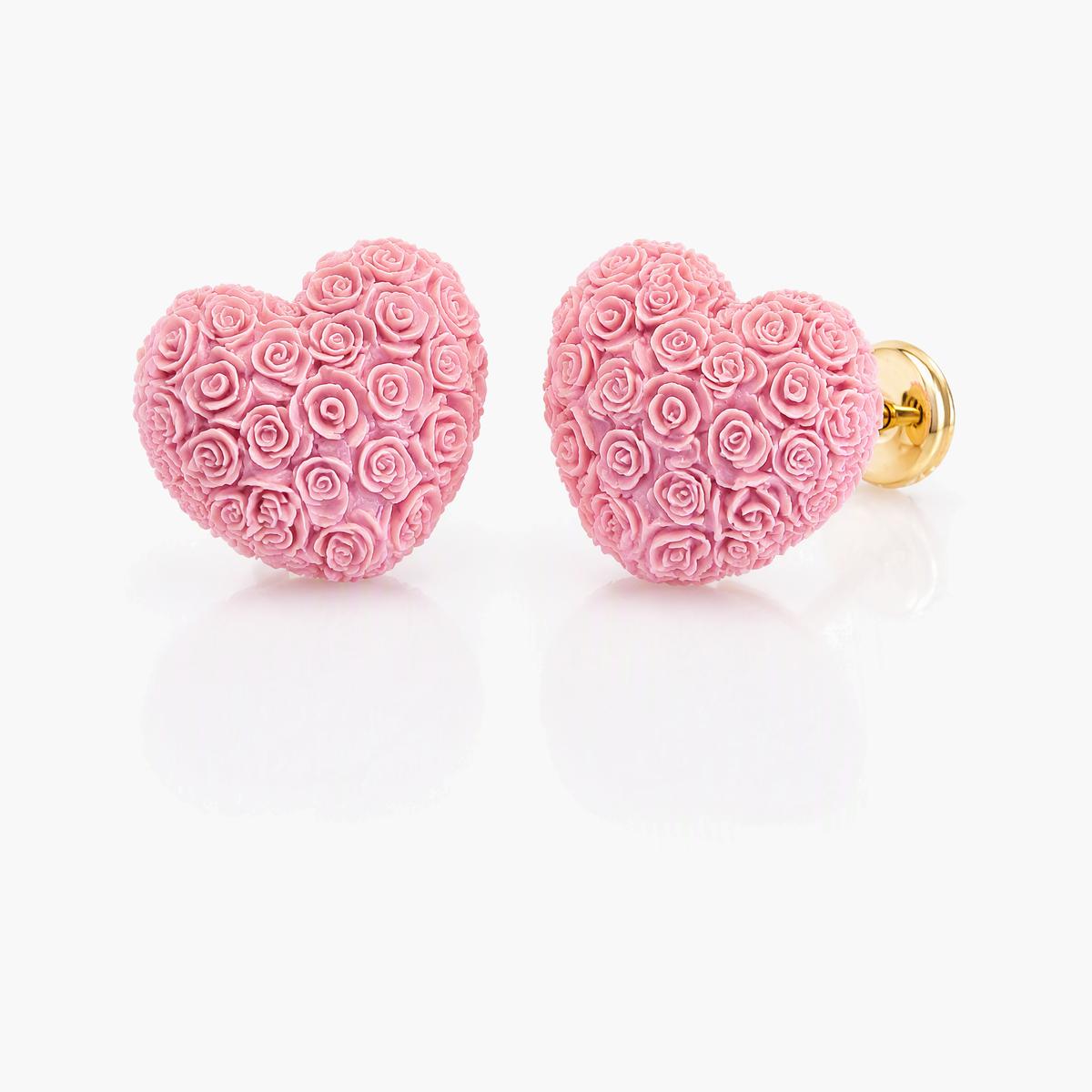 Cute Rose Heart Stud Earrings