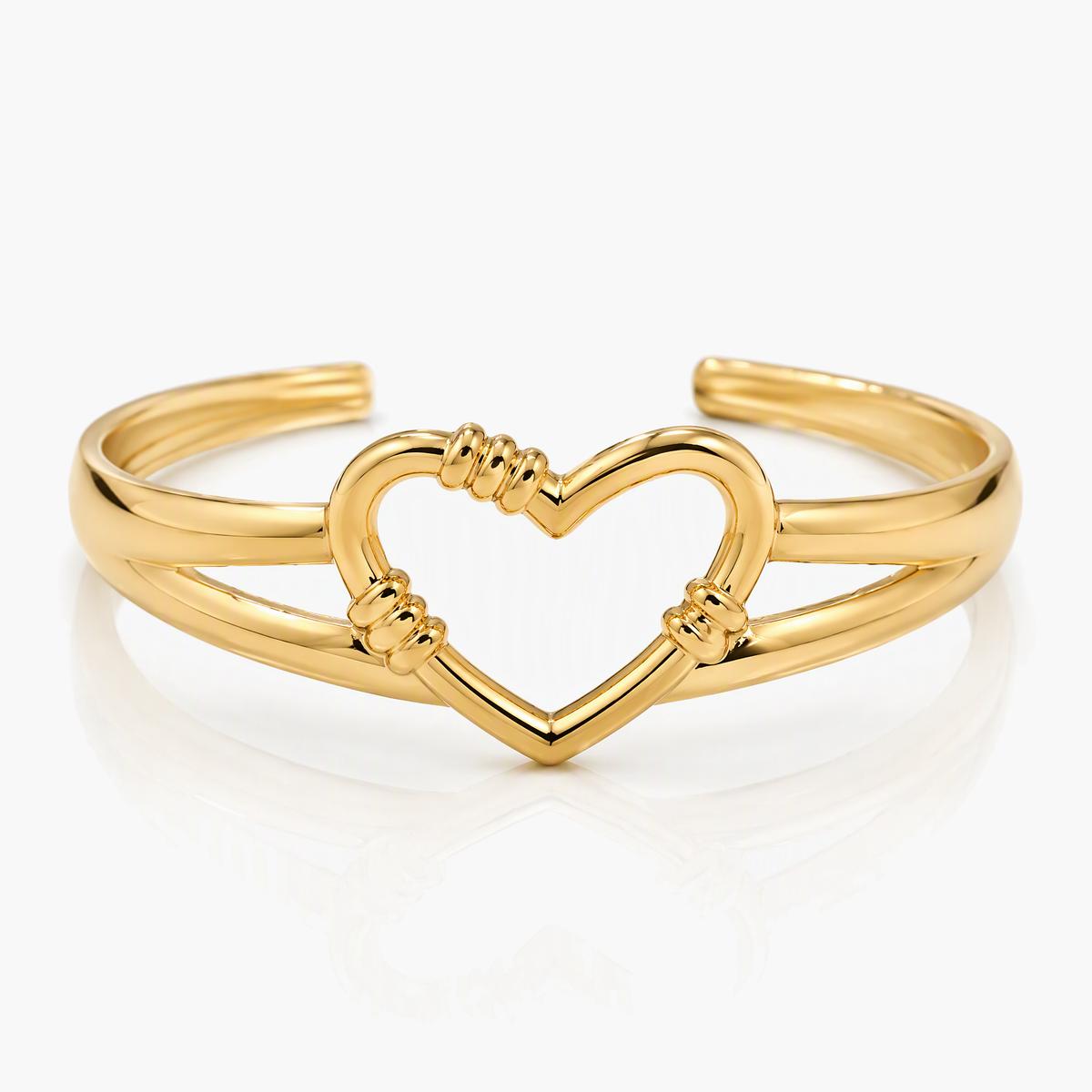 Dainty Heart Open Cuff Bracelet