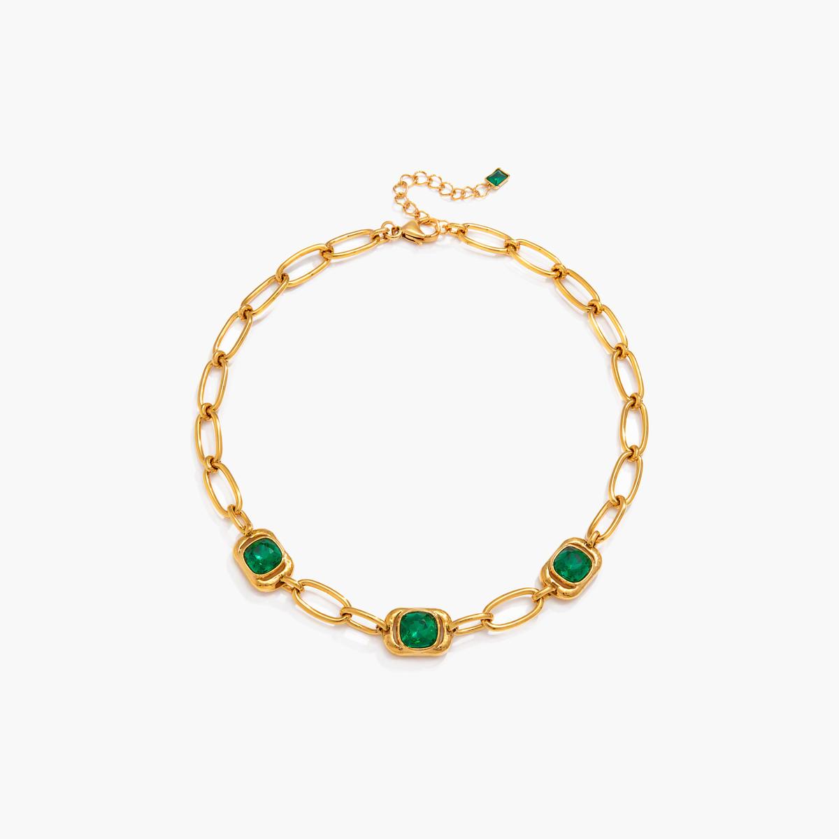Square Stone Link Necklace