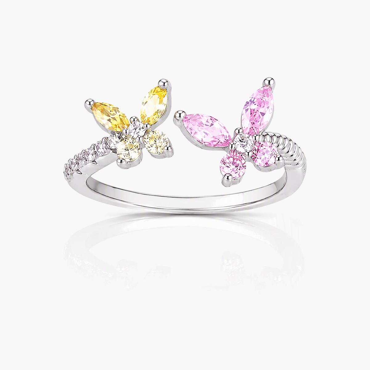 Dainty Double Butterfly Open Ring