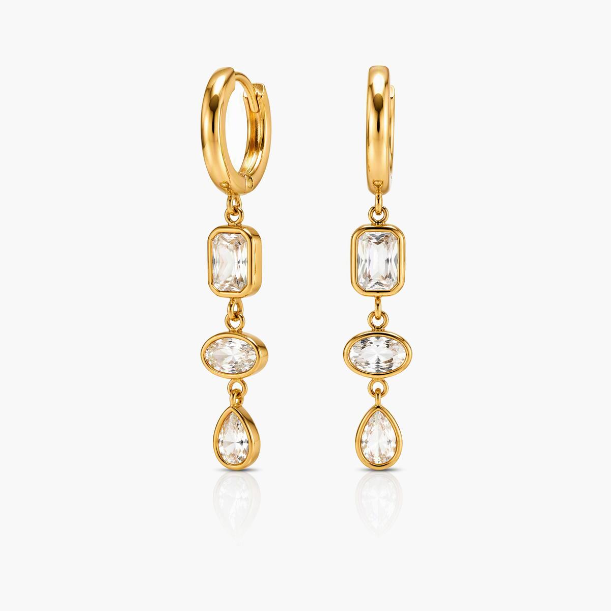 Elegant Three-Stone Drop Earrings