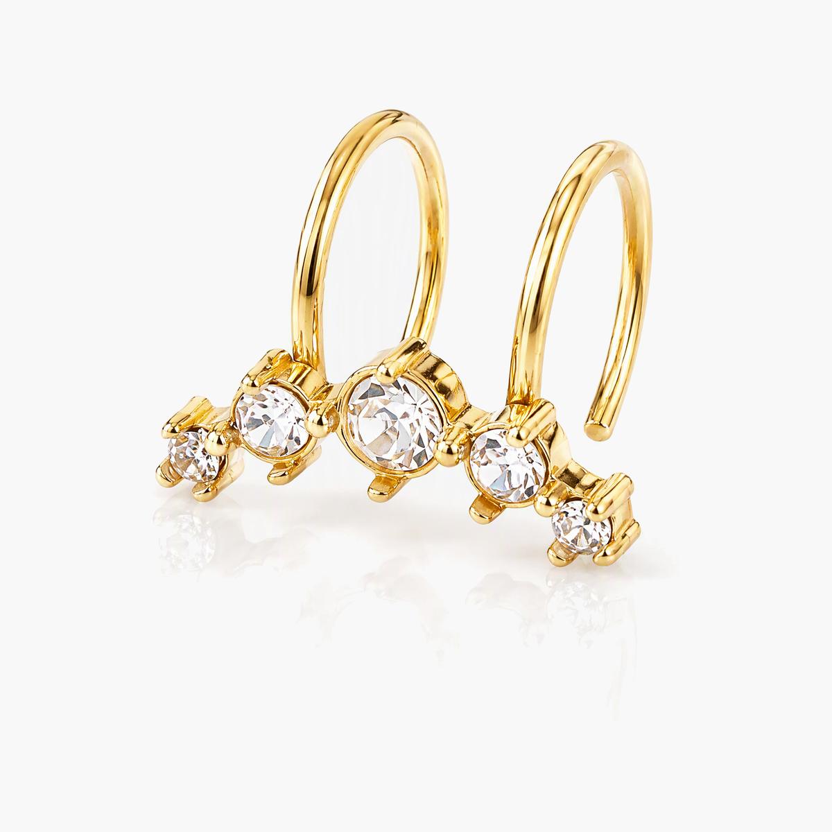 Dainty Three-Stone Huggie Earrings