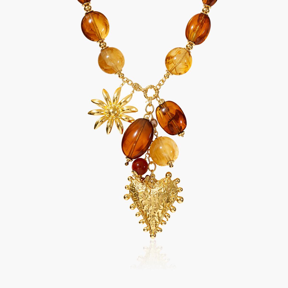 Vintage Flower Heart Necklace
