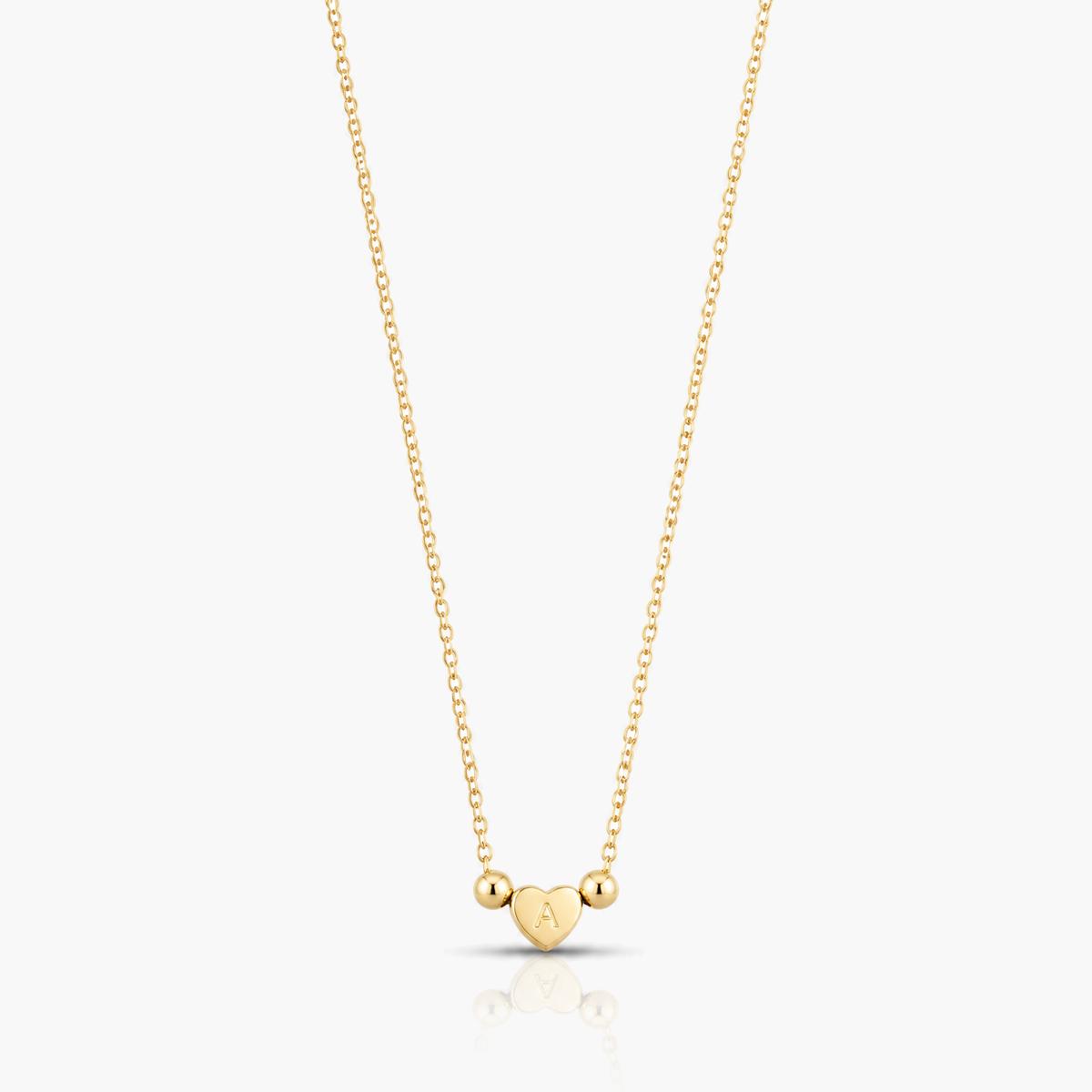 Dainty Initial Heart Charm Necklace
