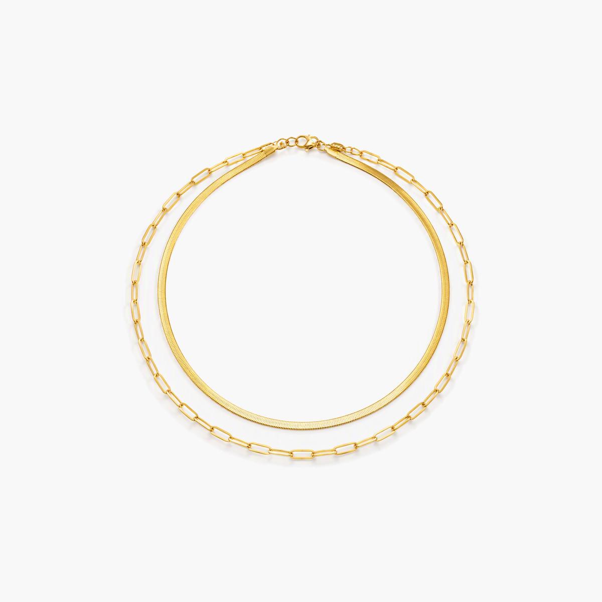 Trendy Paperclip And Snake Chain Necklace