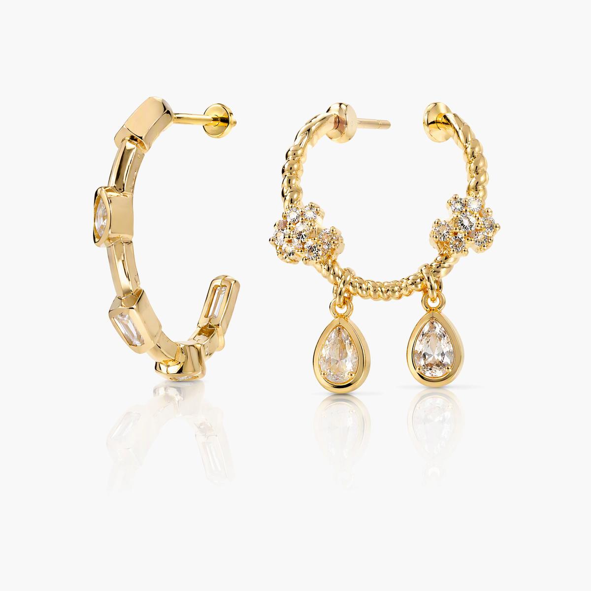 Geometric Stone Hoop Earrings