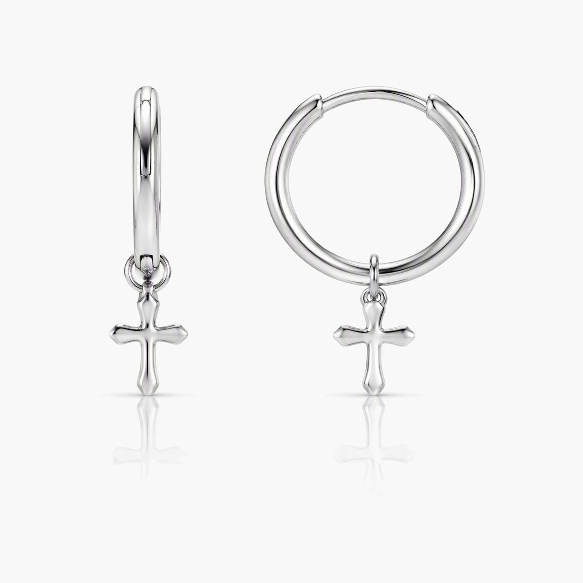 Dainty Cross Charm Huggie Earrings