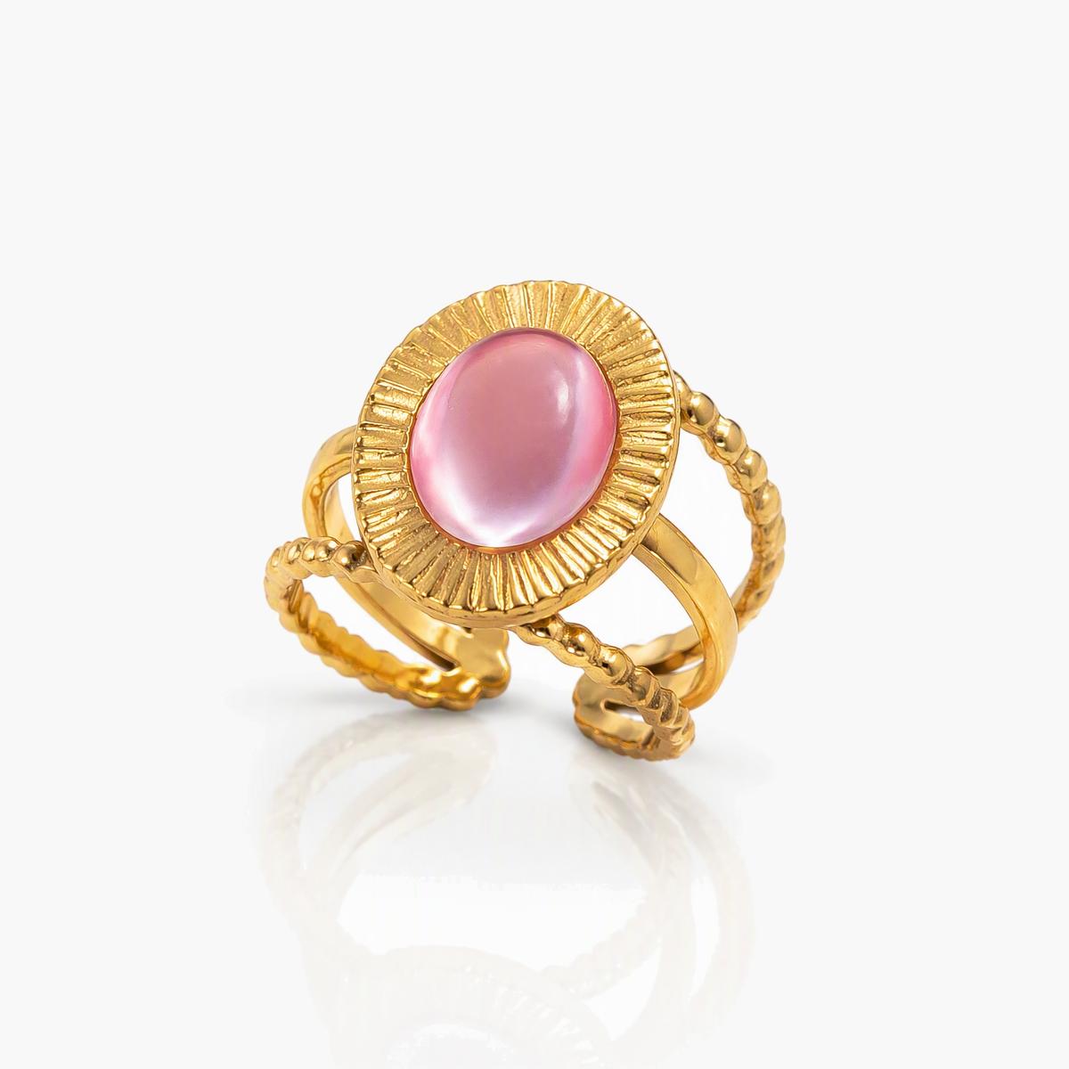 Vintage Flower & Sun Oval Ring