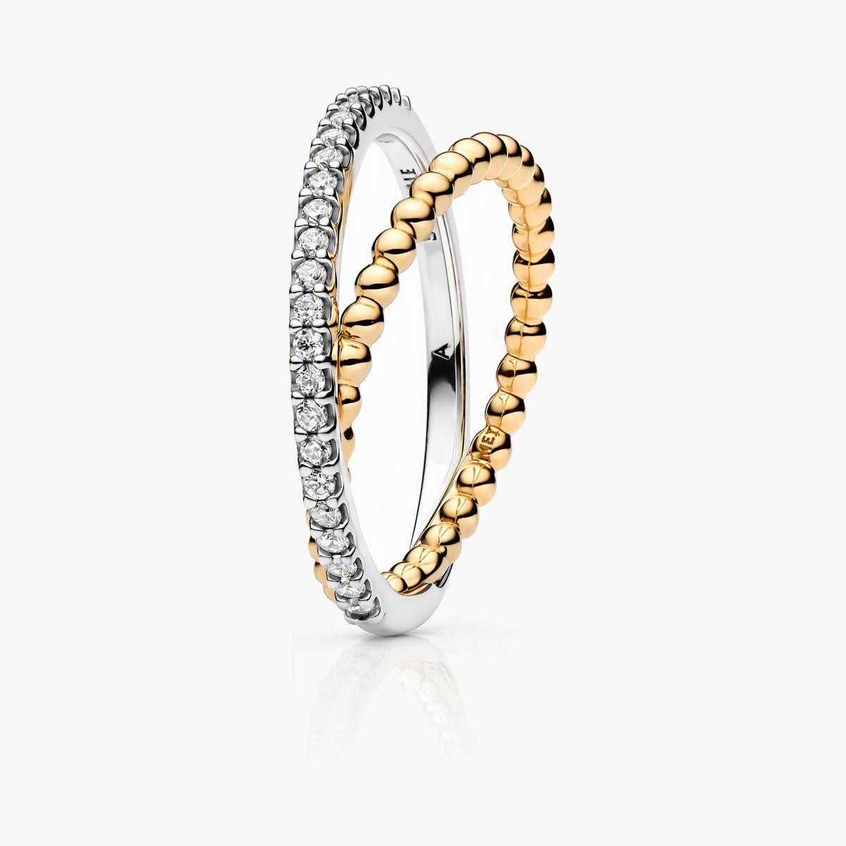 Elegant Pave and Beaded Ring
