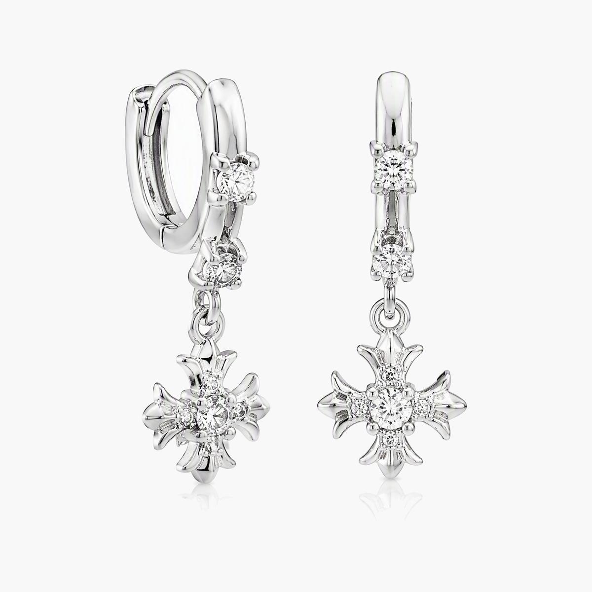 Dainty Cross Charm Huggie Earrings