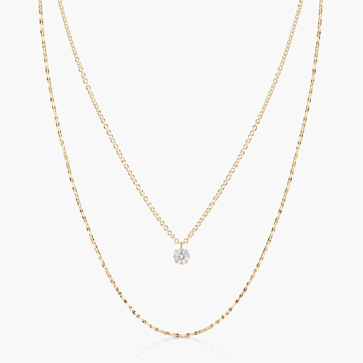 Dainty Single Stone Layered Necklace