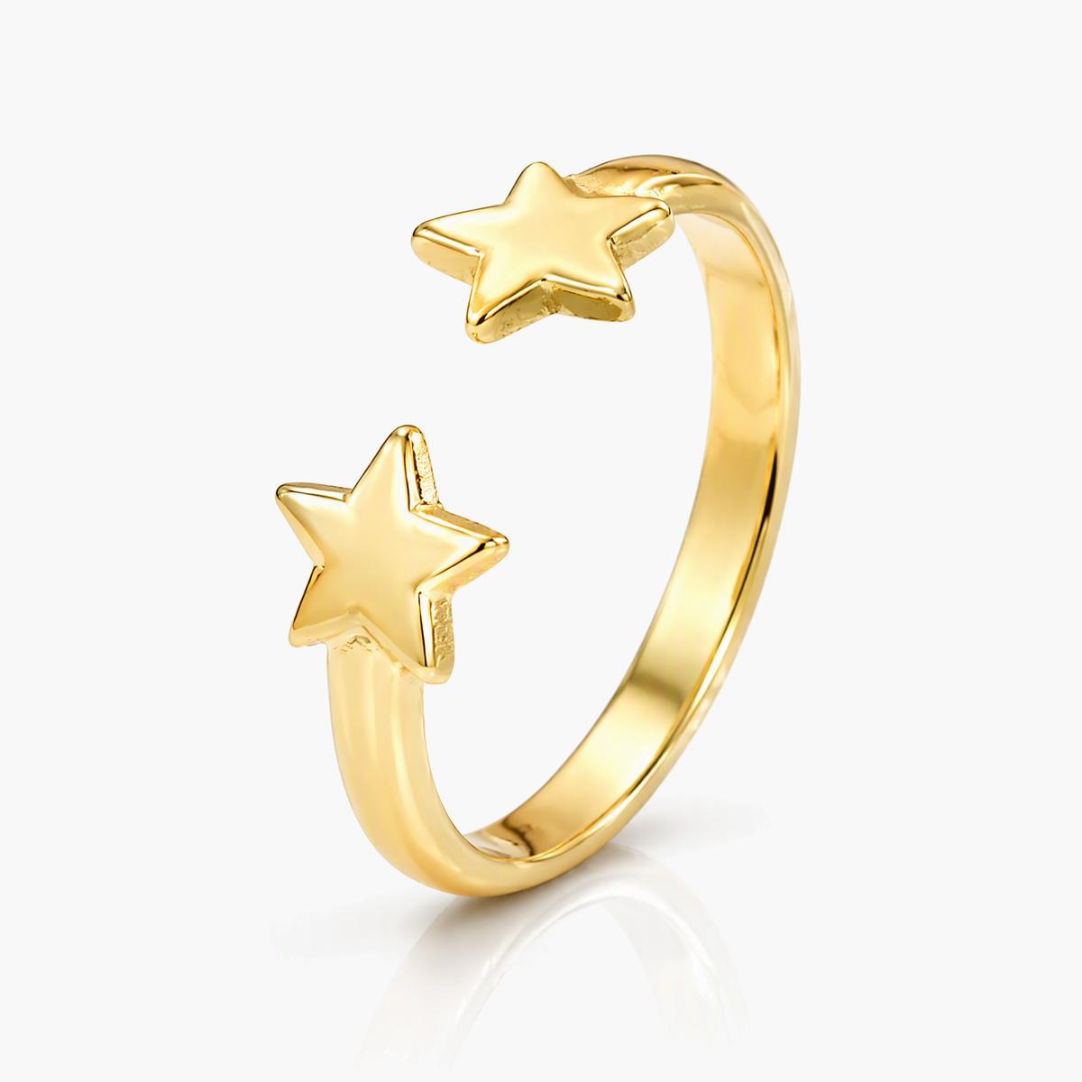 Cute Double Star Open Ring