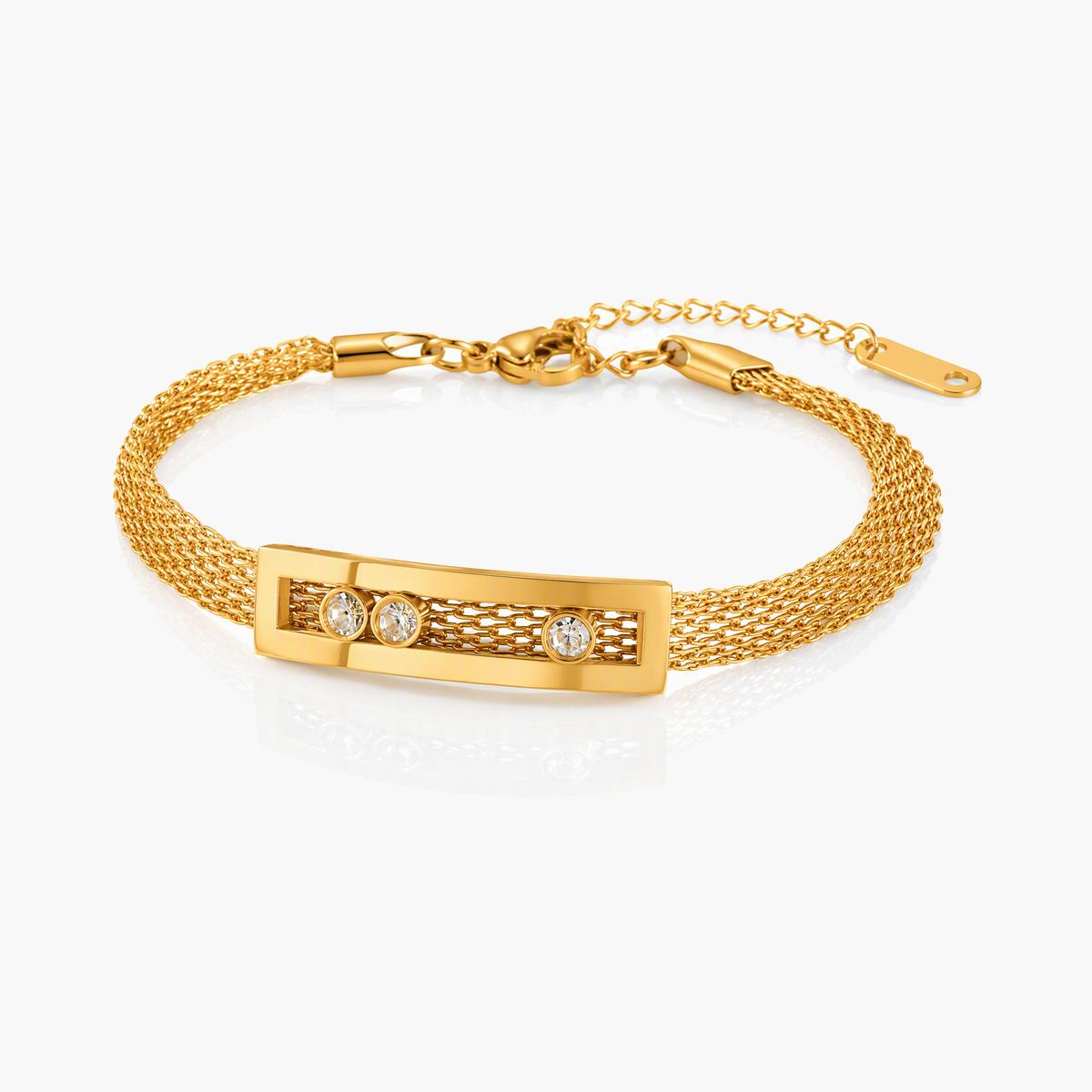 Minimalist Three-Stone Mesh Bracelet