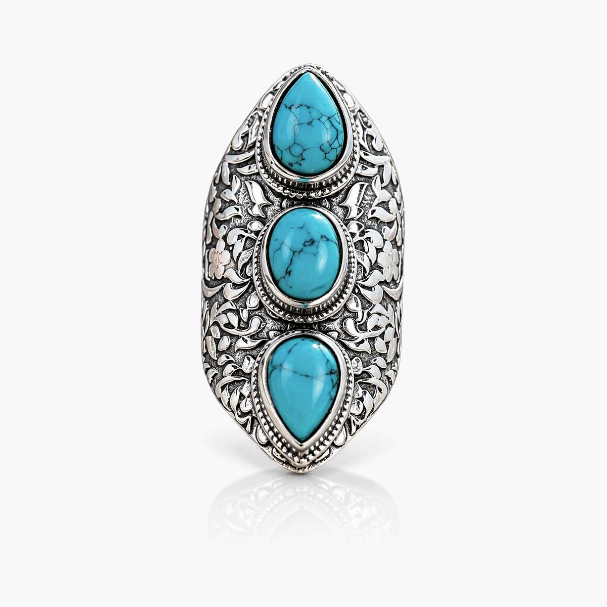 Boho Three-Stone Floral Ring