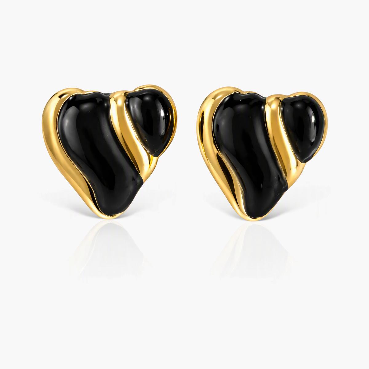Trendy Enamel Heart Stud Earrings