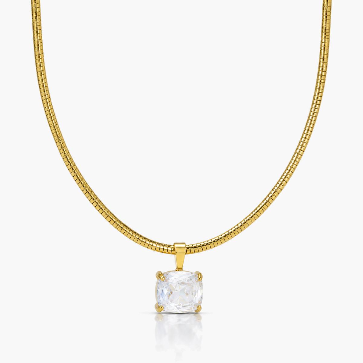 Minimalist Square Stone Snake Chain Necklace
