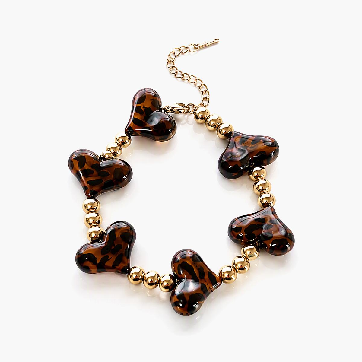 Leopard Heart Charm Bracelet
