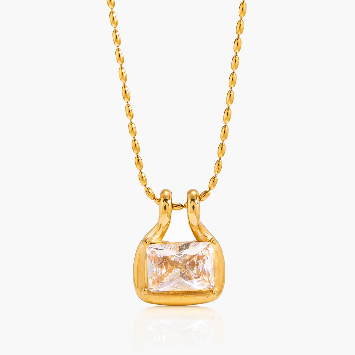 Elegant Square Stone Pendant Necklace