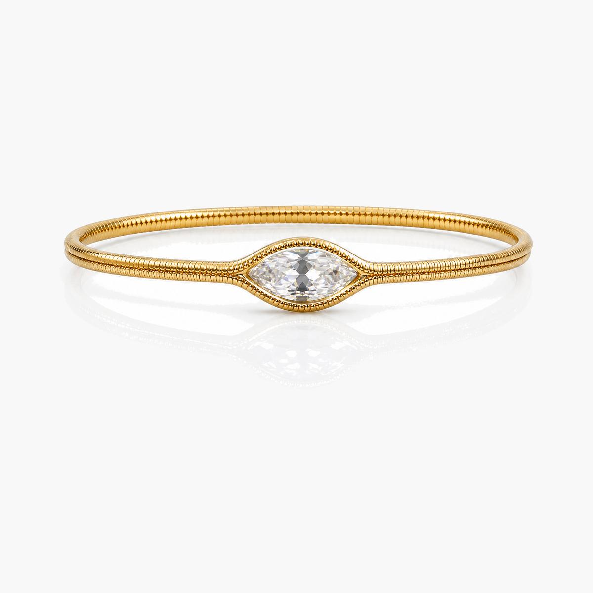 Dainty Marquise Stone Snake Chain Bracelet
