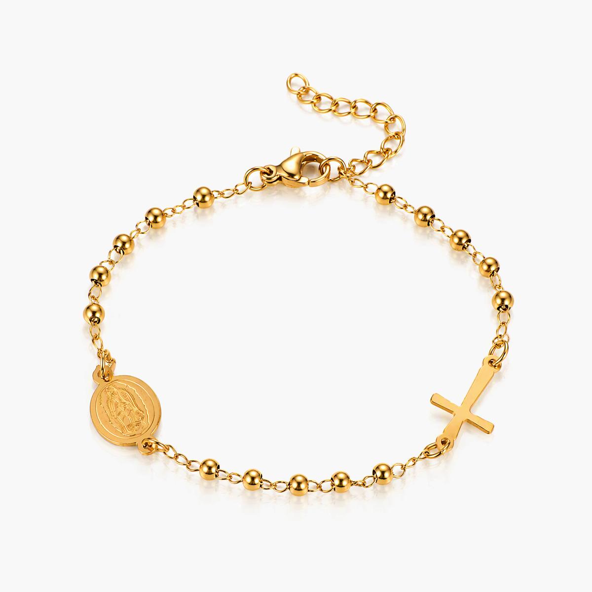 Dainty Cross Coin Charm Bracelet
