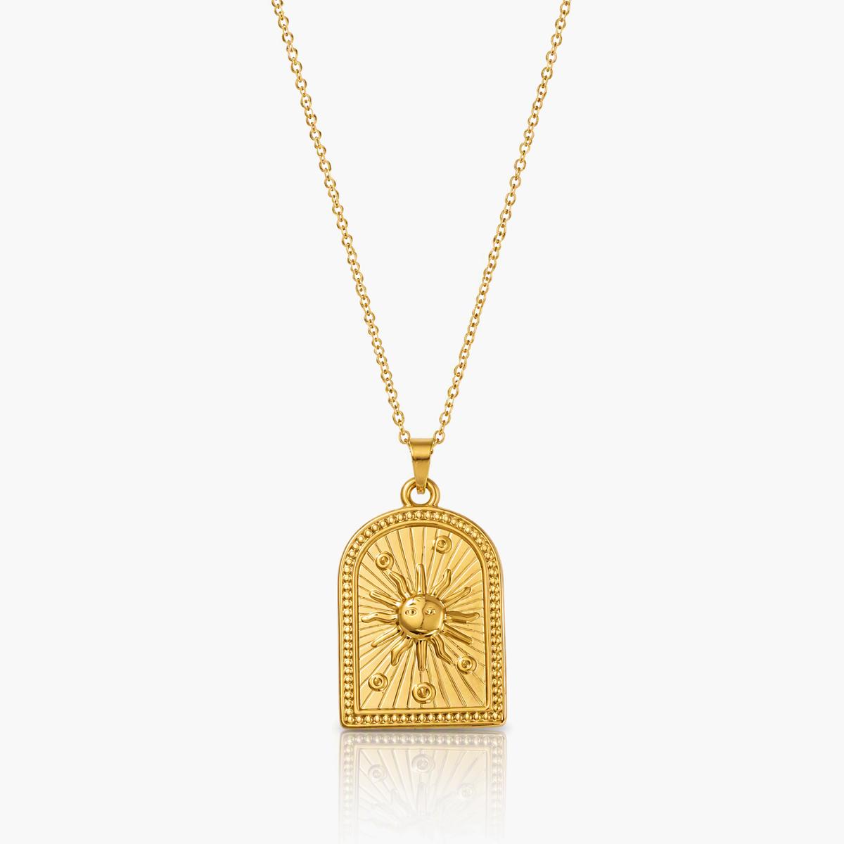 Vintage Sunburst Arch Pendant Necklace