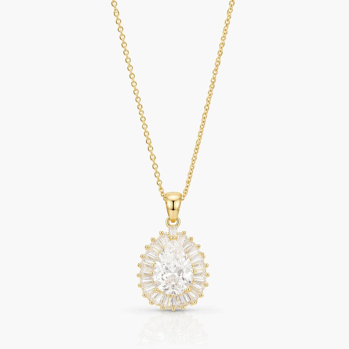 Elegant Oval Halo Pendant Necklace