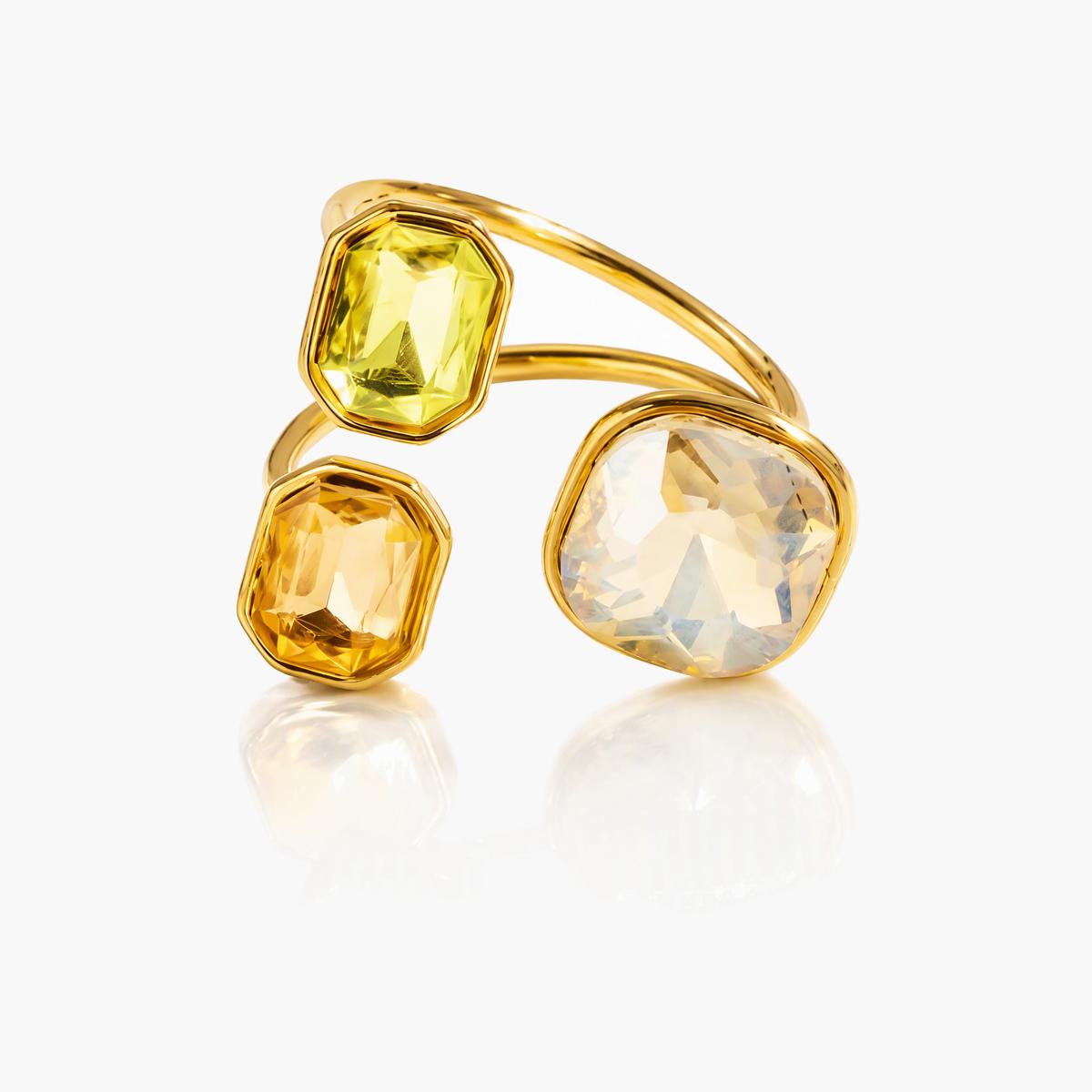Trendy Three-Stone Open Ring
