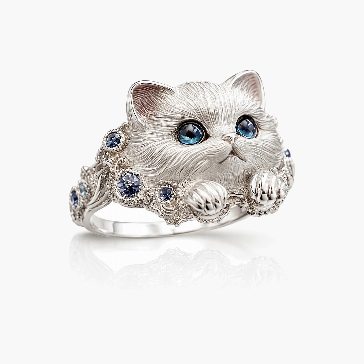 Cute Cat Head Ring