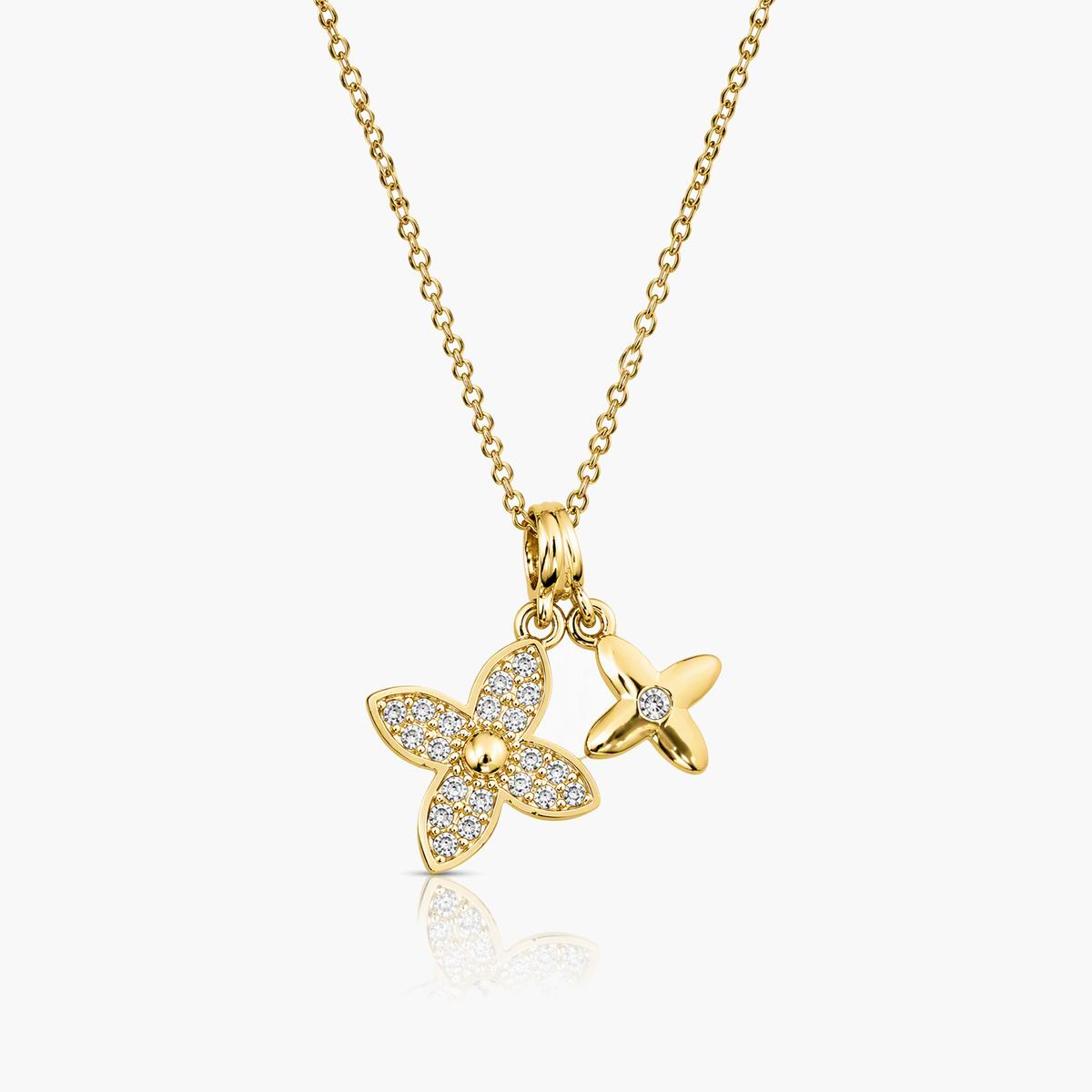 Dainty Double Flower Pendant Necklace