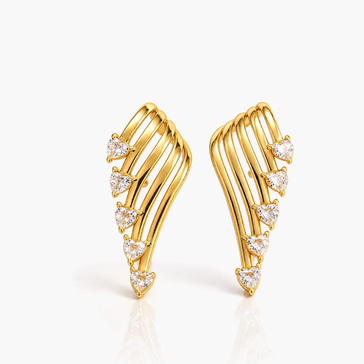 Dainty Multi-Row Heart Huggie Earrings