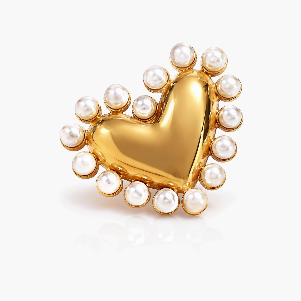 Pearl Heart Stud Earrings