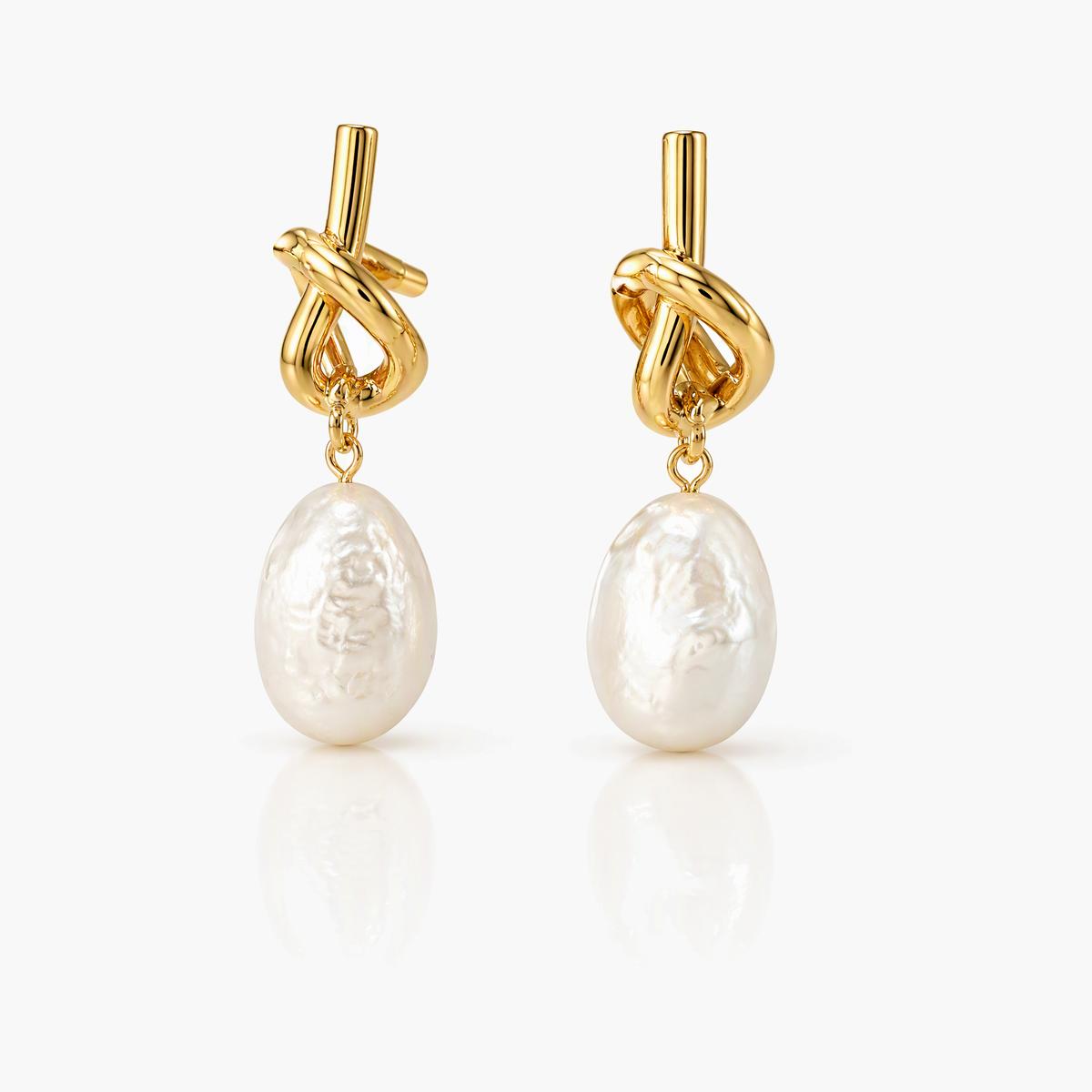 Love Knot Baroque Pearl Drop Earrings