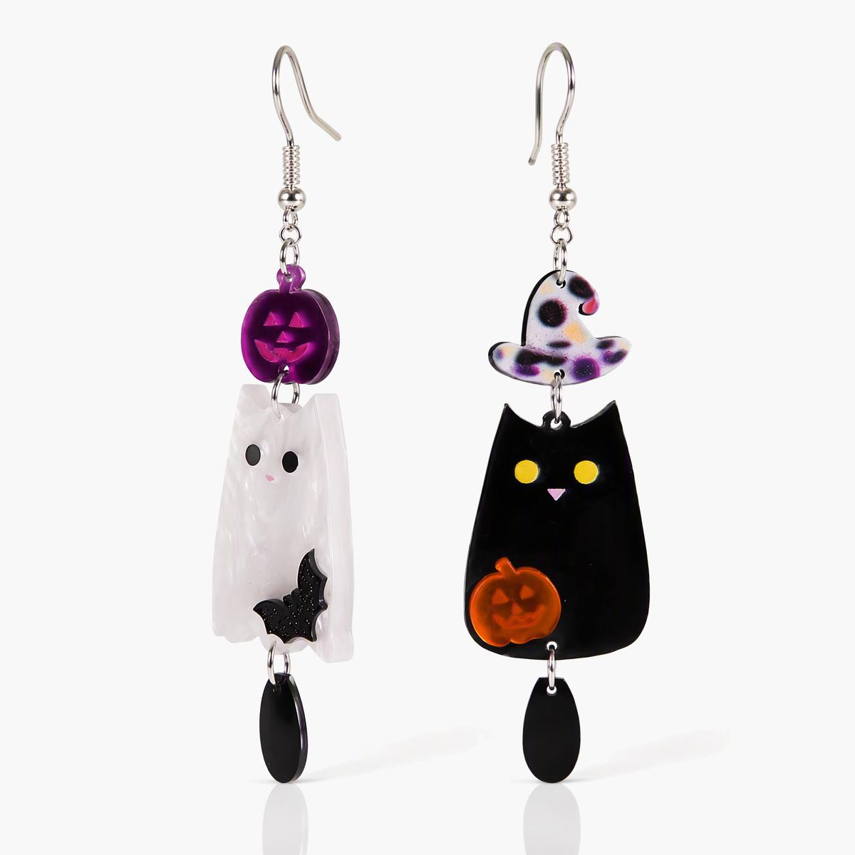 Cute Ghost And Cat Drop Earrings