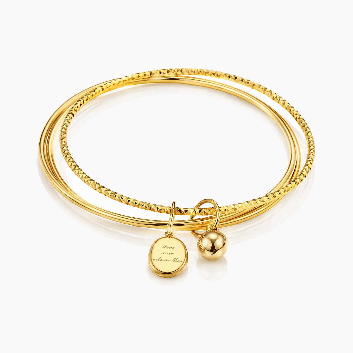 Dainty Oval Bell Charm Bangle