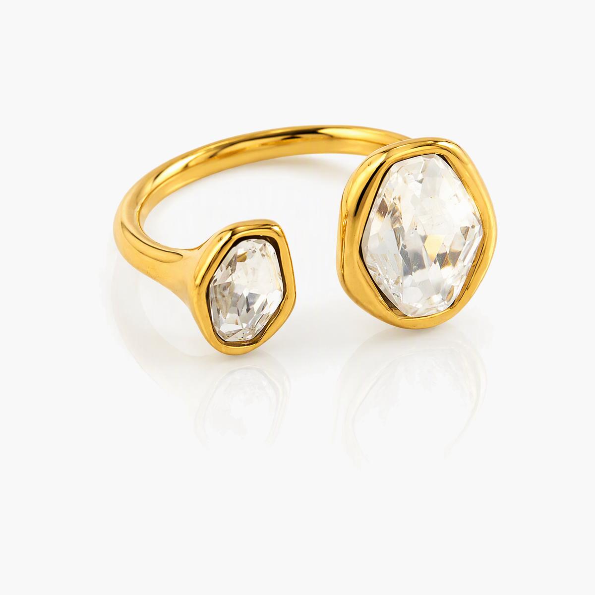 Trendy Asymmetric Stone Open Ring