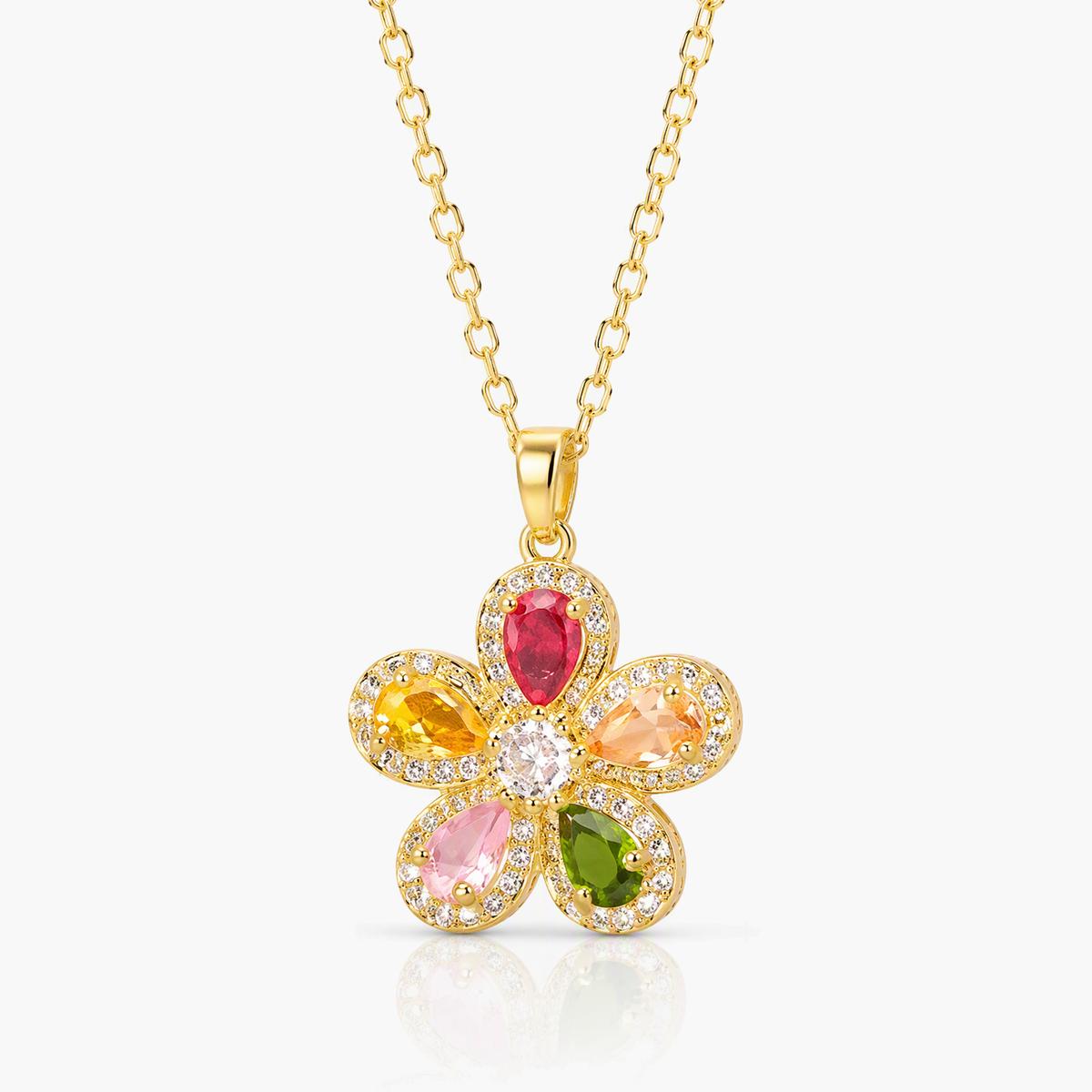 Five-Petal Flower Pendant Necklace