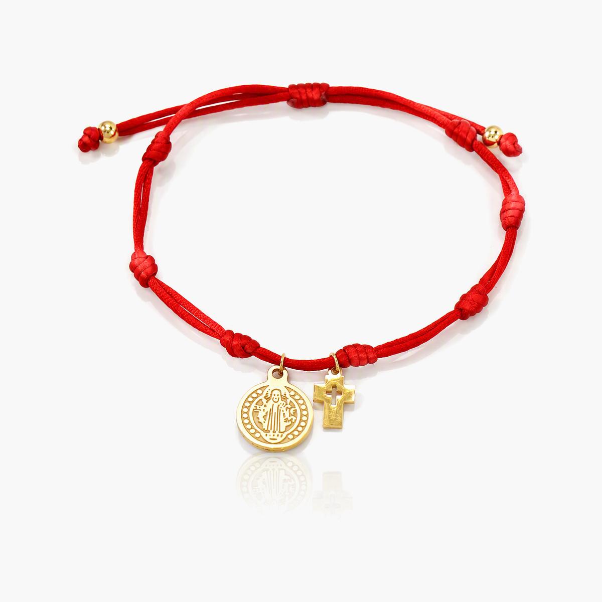 Cross And Medal Charm Bracelet